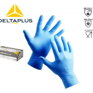 Delta Plus V1400b100 Yüksek Kimyasal Dirençli Yırtılmaz Pudrasız Nitril Eldiven 100'lü