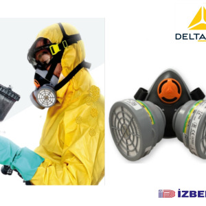Delta Plus ABEK1 Tiner Vernik Reçine Epoksi Boya Oto Boya Toz Için Yarım Yüz Gaz Maskesi (FİLTRELİ)