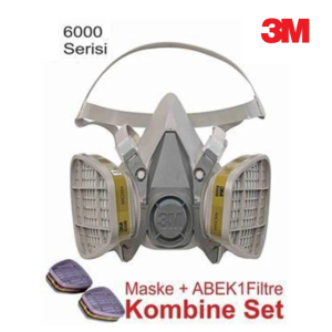 3M 6200 Gaz Maskesi + Abek1 Filtre Dahil Kombine Set