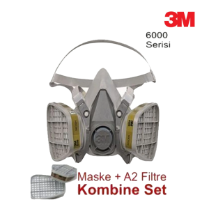 3M 6200 Gaz Maskesi + A2 Filtre Dahil Kombine Set