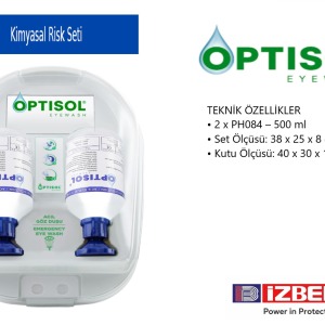 OPTISOL İstasyonlu Göz Yıkama Solüsyonu & Göz Duşu Mavi/Kimyasal İçin 500 ML - 2 'Li