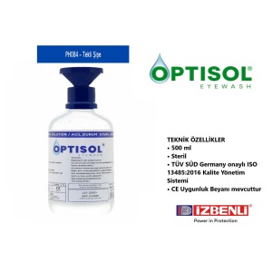 OPTISOL Göz Duşu Ve Yıkama Solüsyonu Mavi/Kimyasal İçin 500 Ml