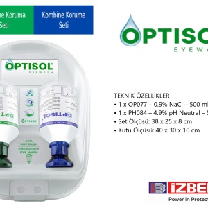 OPTISOL İstasyonlu Göz Yıkama Solüsyonu & Göz Duşu Yeşil/Mavi Toz Ve Kimyasal İçin 500 ML - 2 'Li