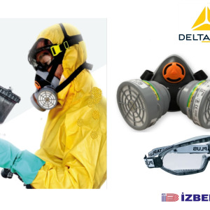 Delta Plus ABEK1 Tiner Vernik Reçine Epoksi Boya Oto Boya Toz Için Yarım Yüz Gaz Maske (FİLTRELİ)+Goggle Gözlük