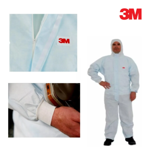 3M SMMS Kumaş Su Ve Yağ İtici Kapüşonlu Type 5/6 Soğuk Beyaz İş Güvenlik Tulumu
